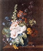 Hollyhocks and Other Flowers in a Vase sf, HUYSUM, Jan van